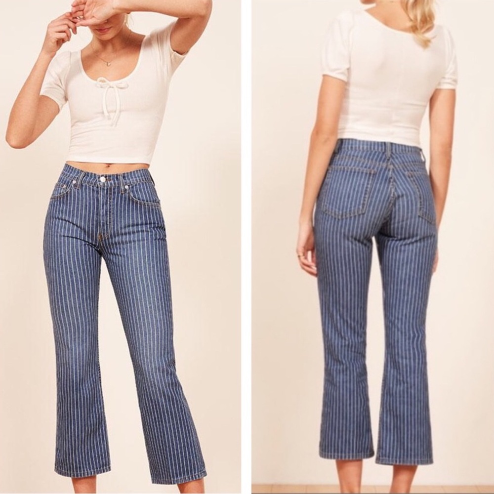 Reformation Blue Pinstriped Jeans
